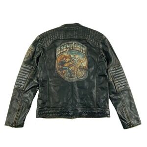 Affliction Numbered Black Patina Easy Riders Motorcycle Leather Jacket L NWT